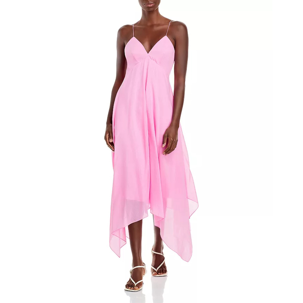 Rebecca Taylor Pink Handkerchief Hem Dress | Open Back | Strappy